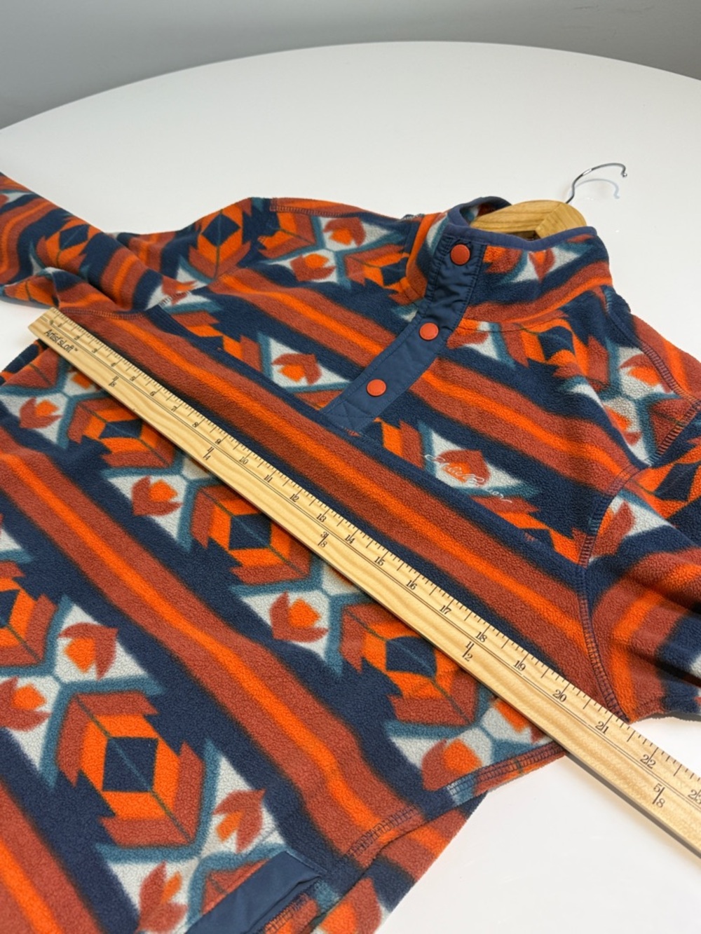 Eddie Bauer Men's Fleece Jacket in Orange and Navy Geometric Print Size Medium - Picture 4 of 6